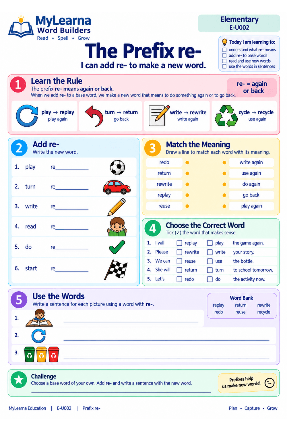 Prefix re- worksheet preview