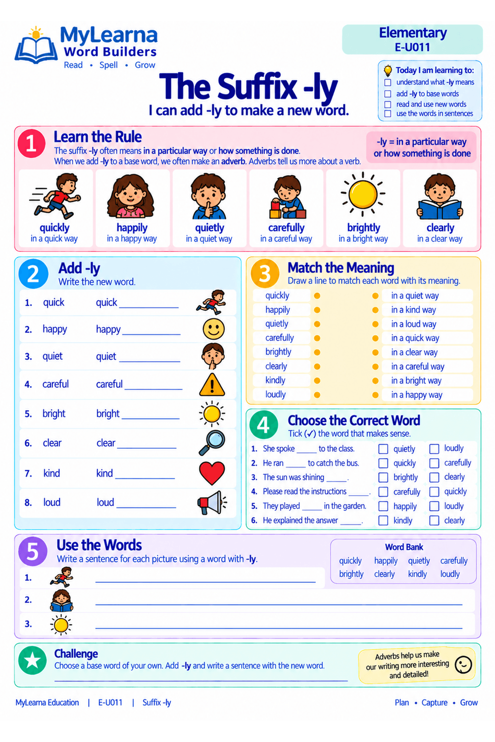 Suffix Ly worksheet preview