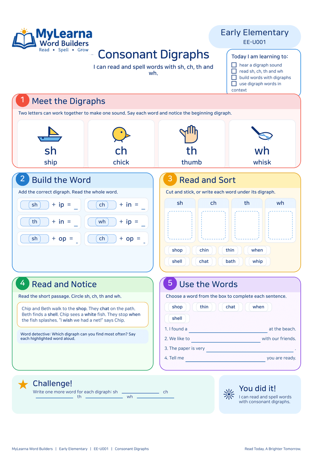 Consonant Digraphs worksheet preview