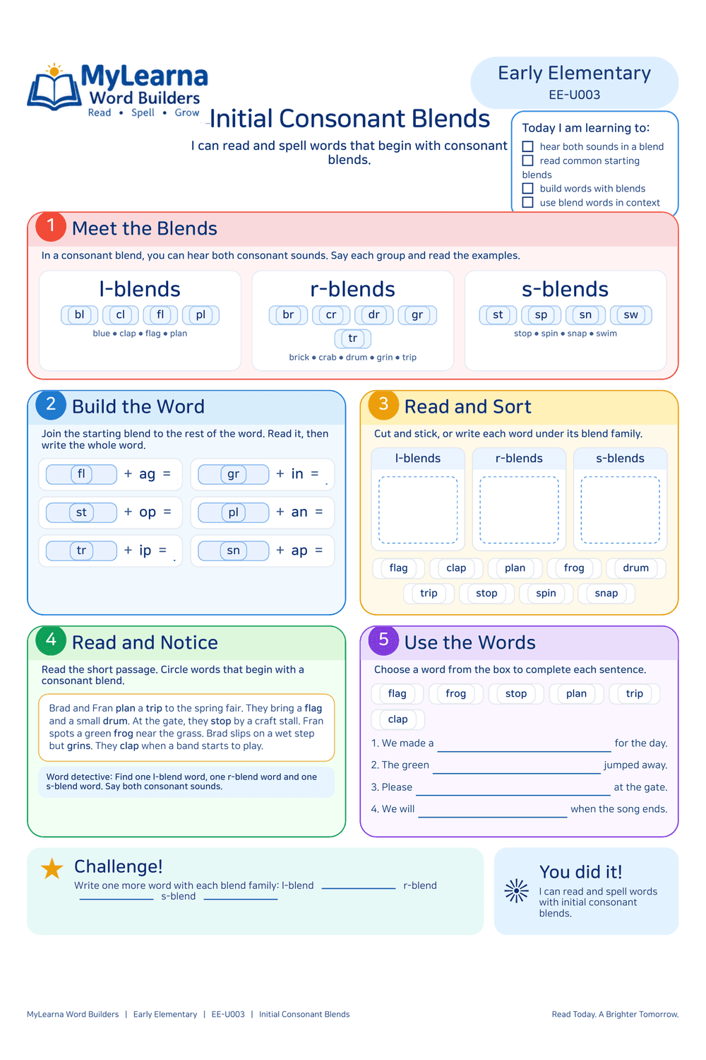 Initial Consonant Blends worksheet preview