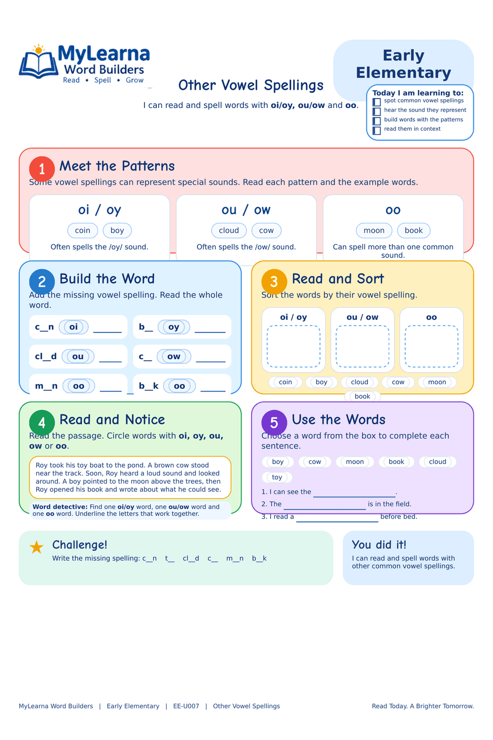 Other Vowel Spellings worksheet preview