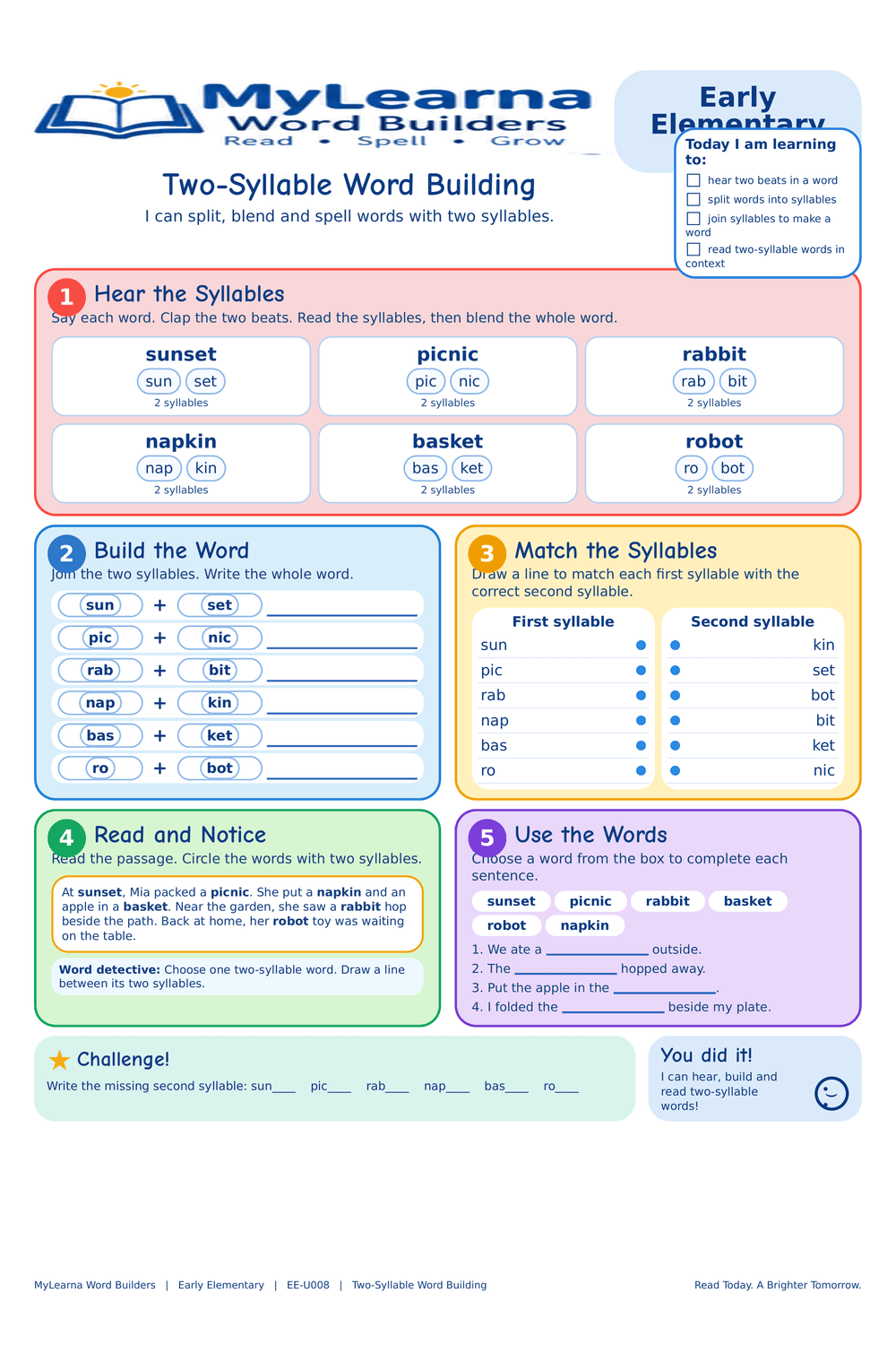 Two-Syllable Word Building worksheet preview
