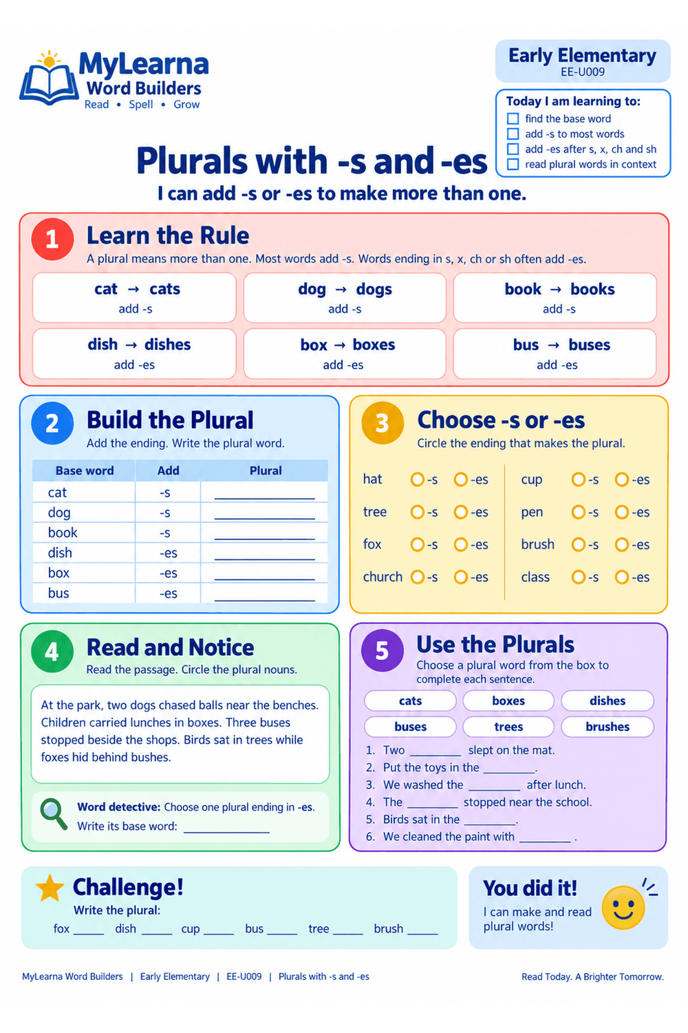 Plurals S ES worksheet preview