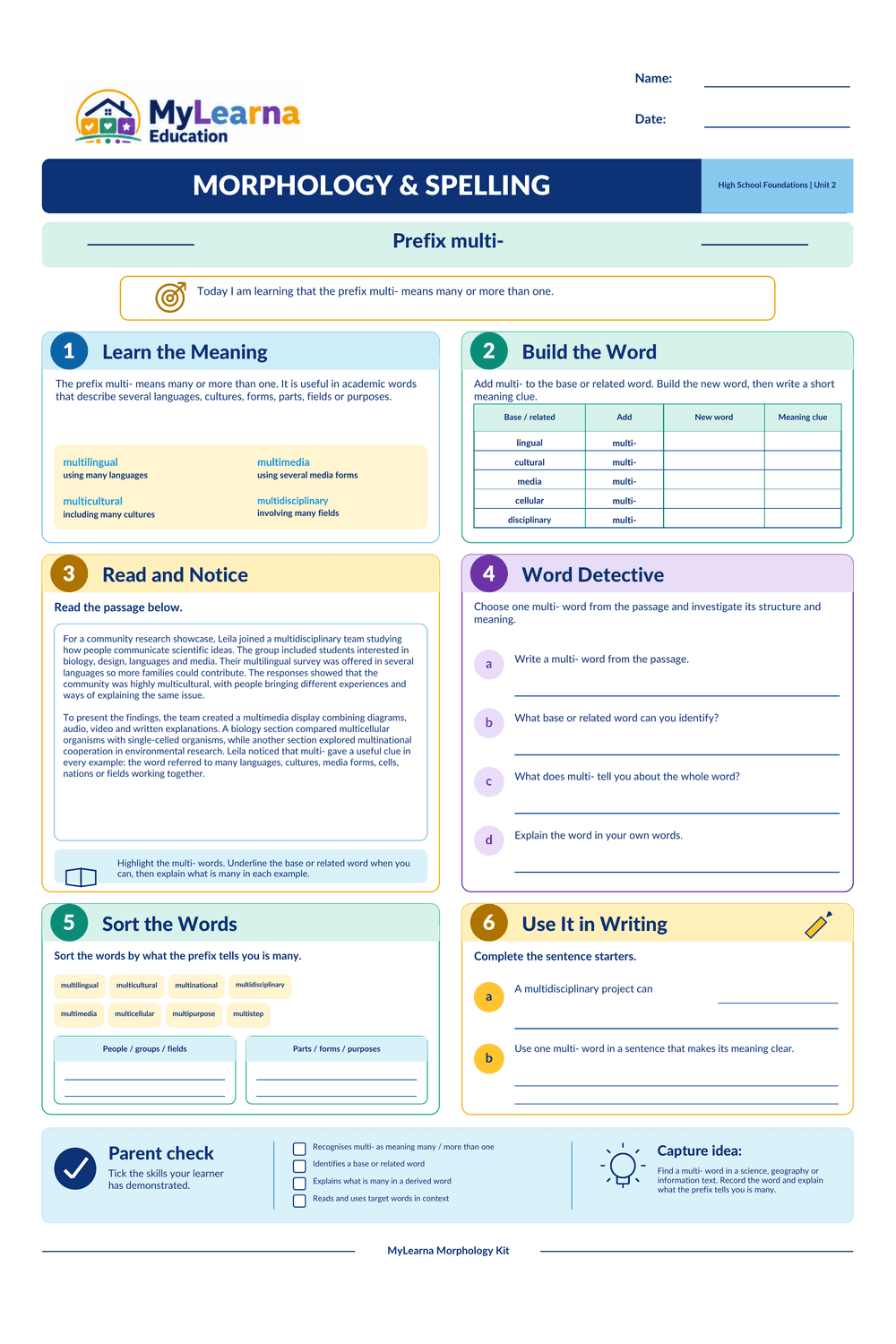 Prefix Multi worksheet preview