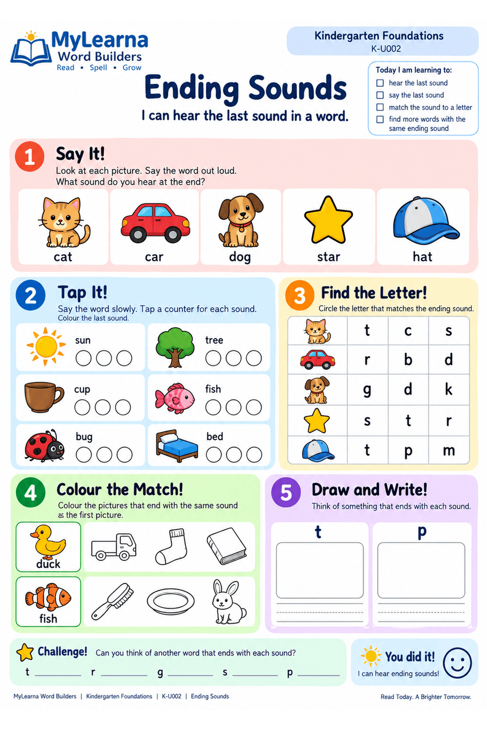 Ending Sounds worksheet preview