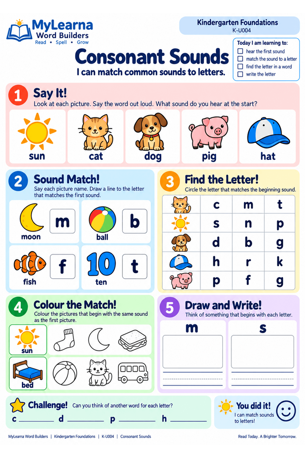 Consonant Sounds worksheet preview
