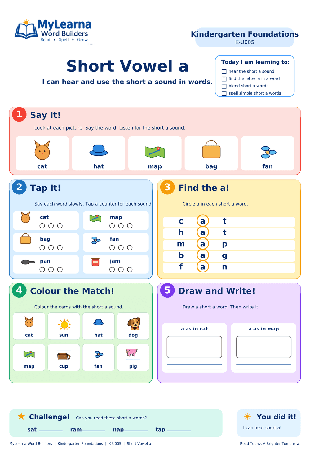Short Vowel A worksheet preview