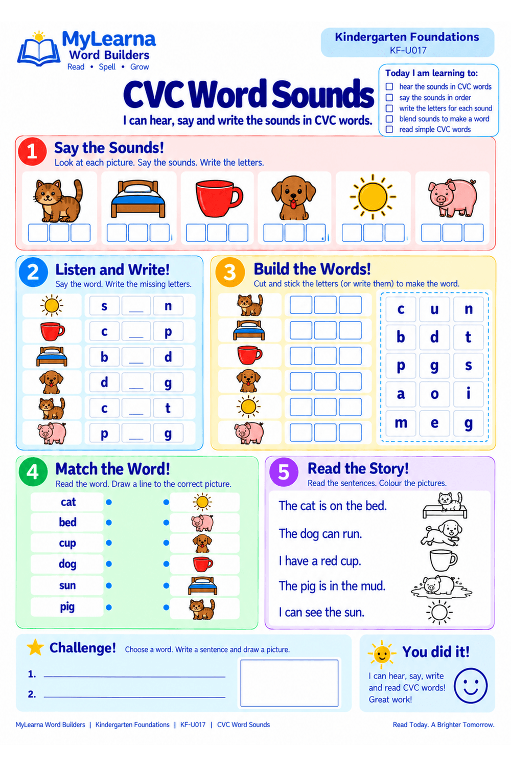 CVC Word Sounds worksheet preview
