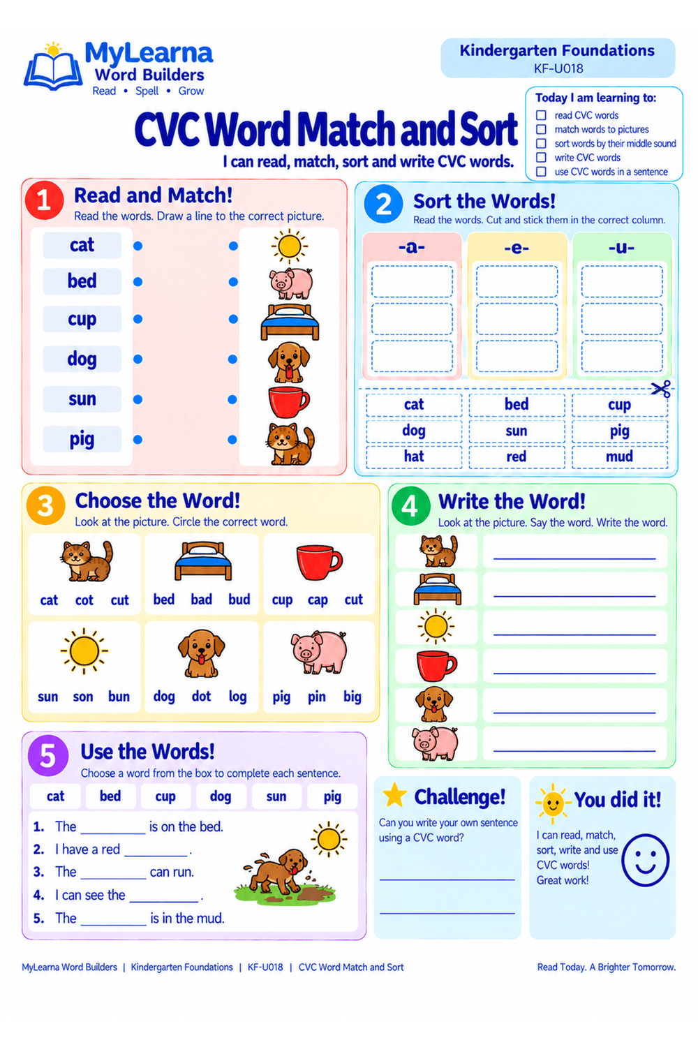 CVC Word Match and Sort worksheet preview