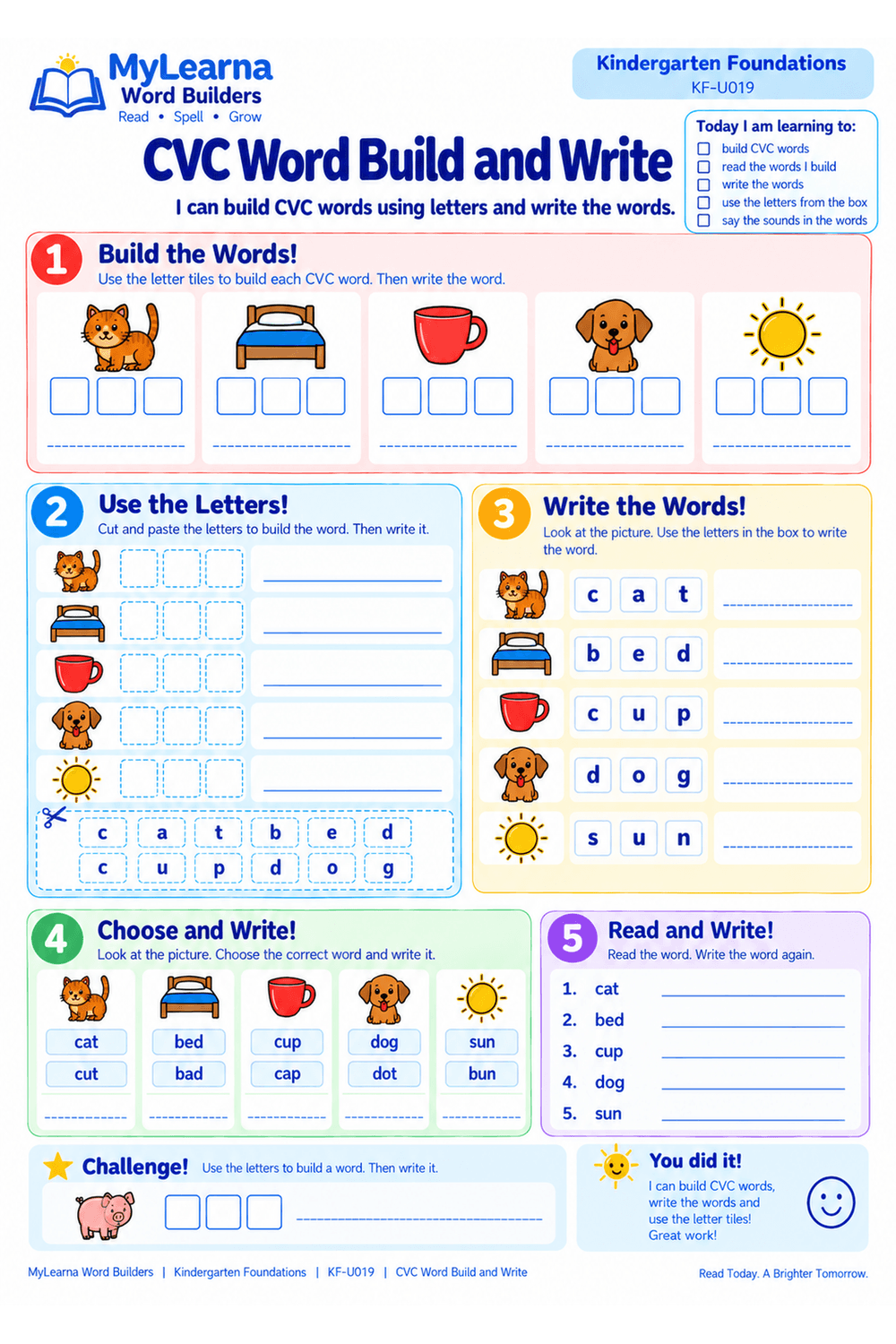 CVC Word Build and Write worksheet preview