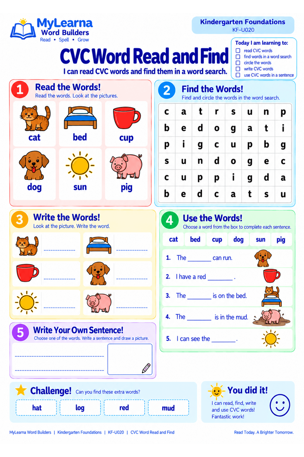 CVC Word Read and Find worksheet preview