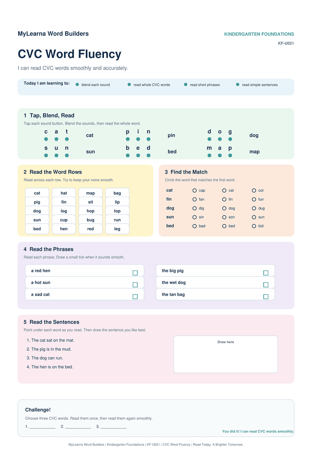 CVC Word Fluency worksheet preview