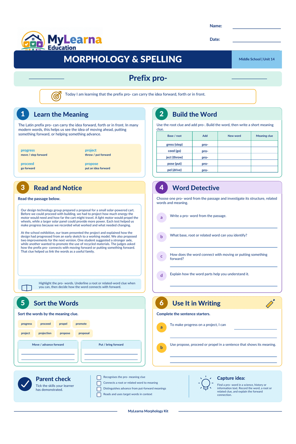Prefix Pro worksheet preview