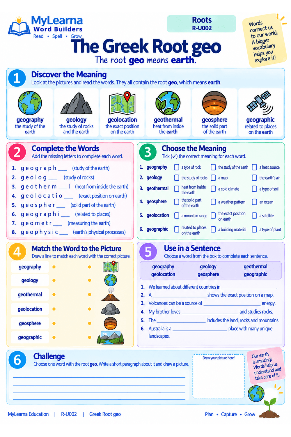 Greek Root geo worksheet preview