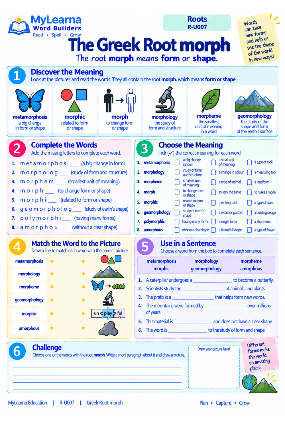 Greek Root morph worksheet preview