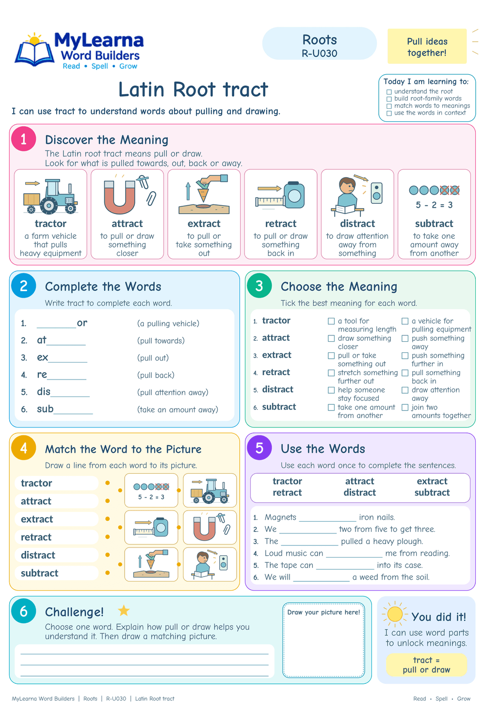 Latin Root tract worksheet preview