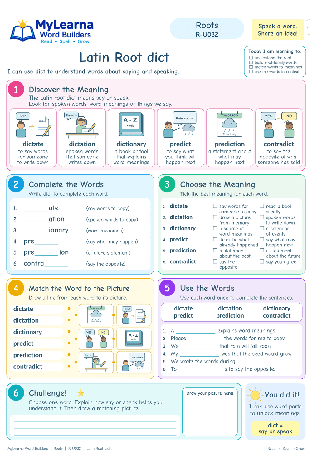 Latin Root dict worksheet preview